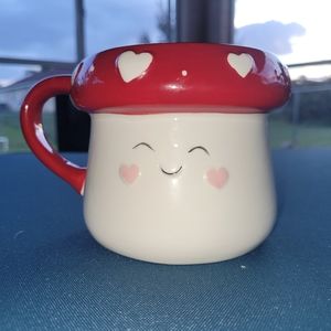 Baby Mushroom Red & White Ceramic 20oz Coffee Mug Cottagecore Kawaii